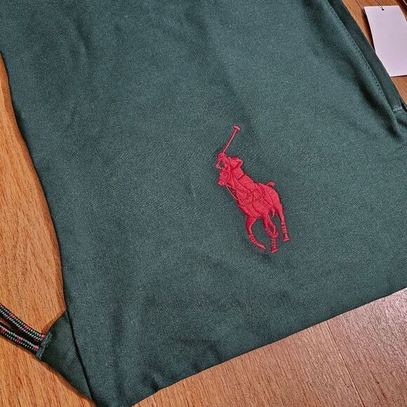 Polo Ralph Lauren Canvas Gym Bag Sack Pony Logo Navy Green Red 100% Cotton New - Picture 2 of 11